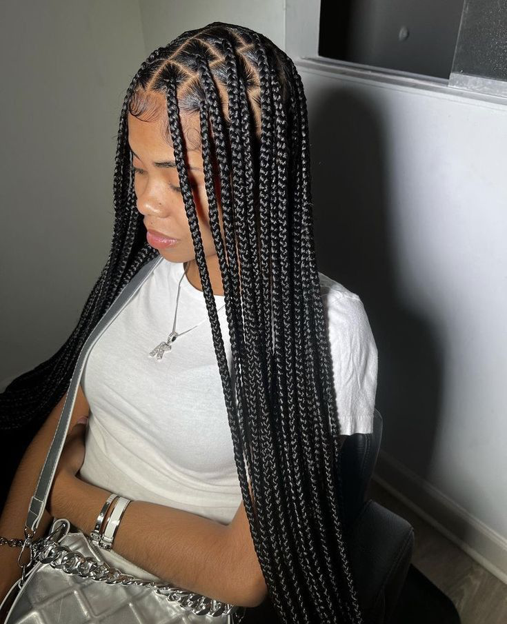 Medium knotless box braids